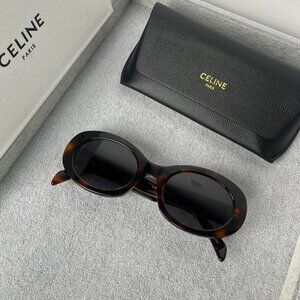 Celine Triomphe Oval Tortoise Sunglasses